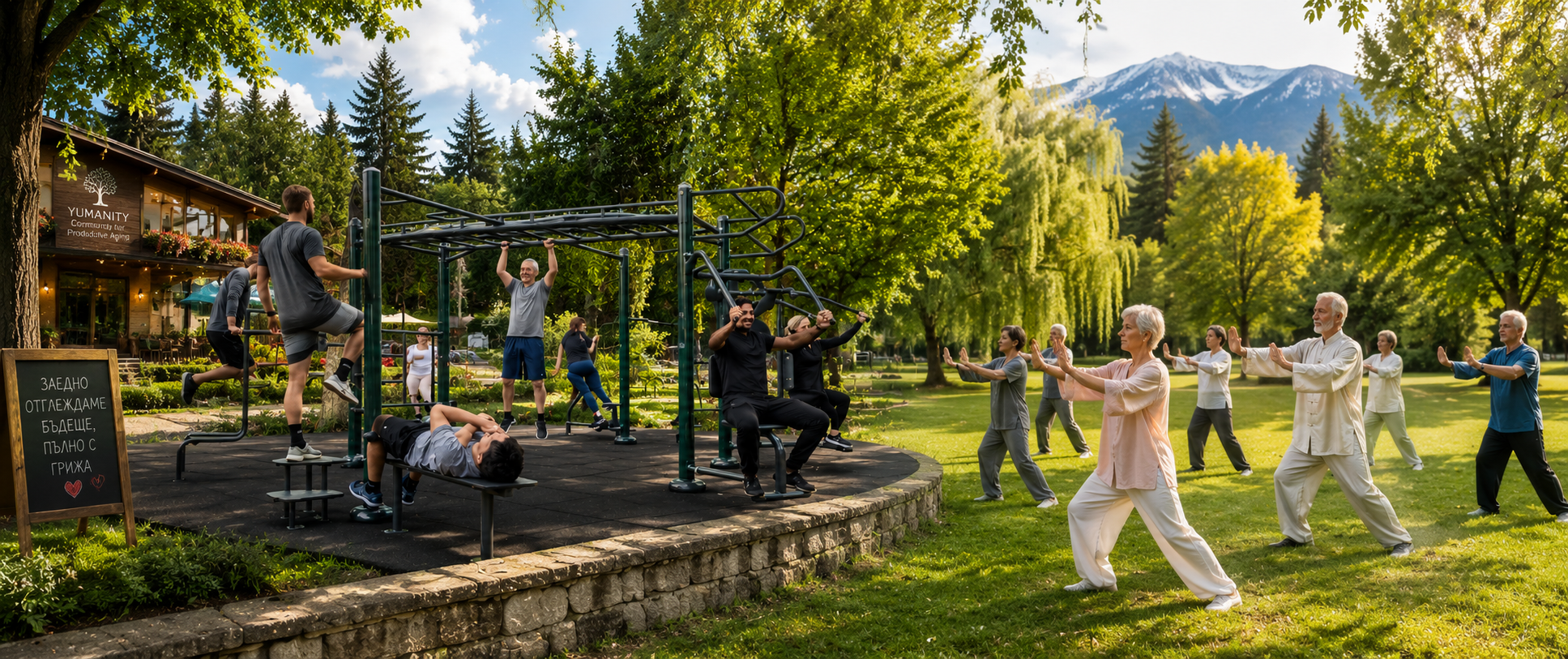 Outdoor wellness and fitness activities in the Yumanity community