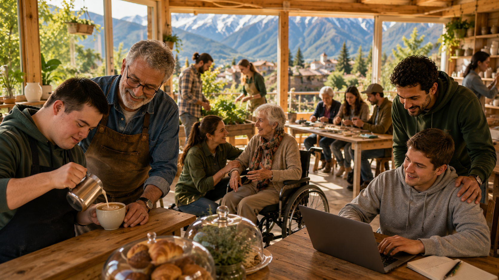 Mentor and team in the working café
